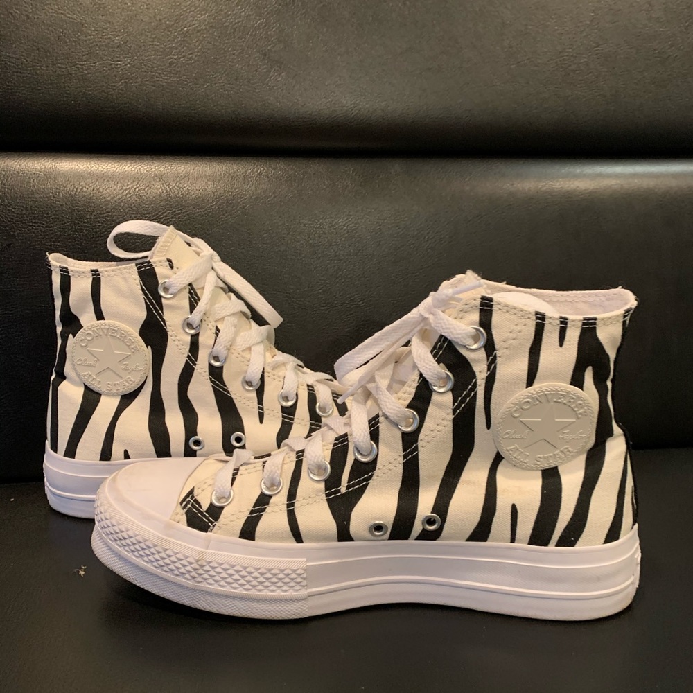 Zebra print high top platform converse